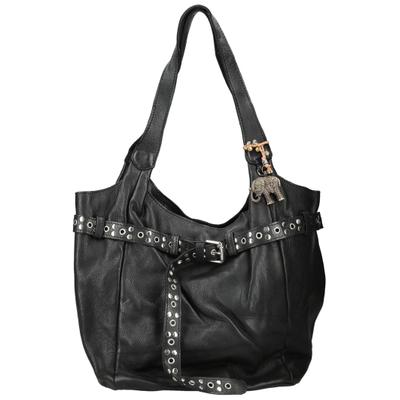 Henkeltasche ANOKHI "ANOKHI Taschen Leder", Damen, Gr. onesize, schwarz, Leder, Taschen