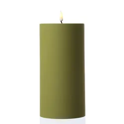 283 LED Kerze MIA Deluxe für Außen flackernd H: 20cm D: 10cm outdoor olivgrün