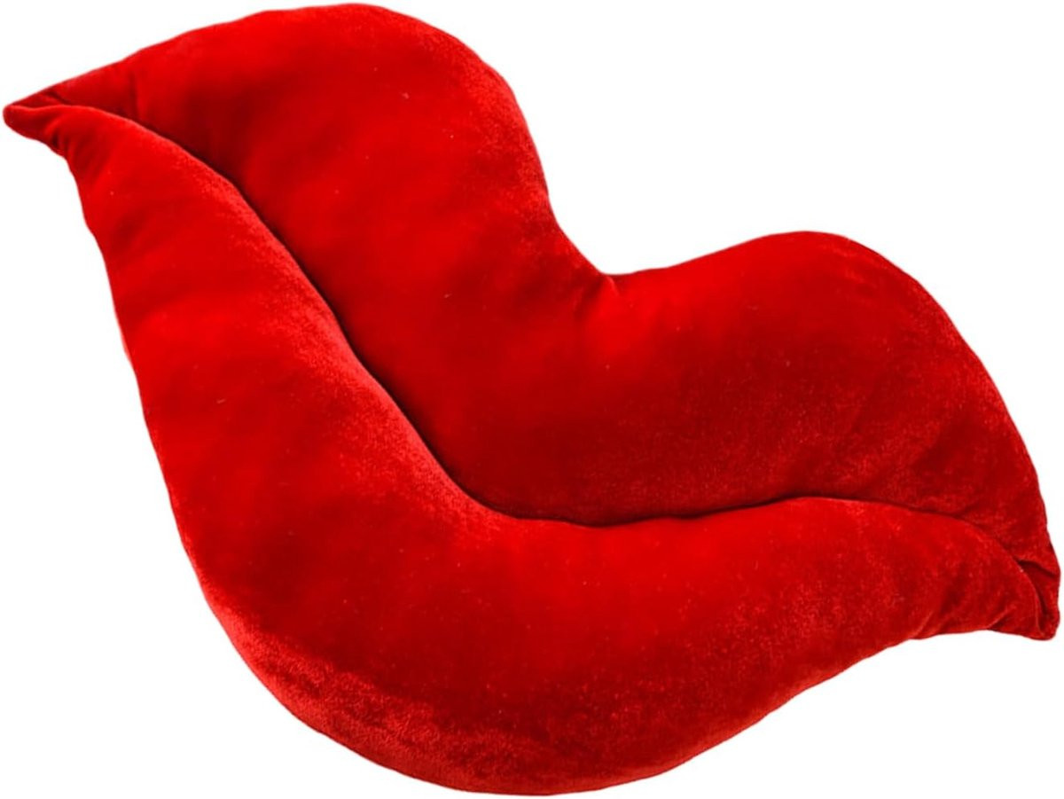 Decoratief Lippenvorm Kussen van Zacht Fluweel - Meerkleurig - 60 cm