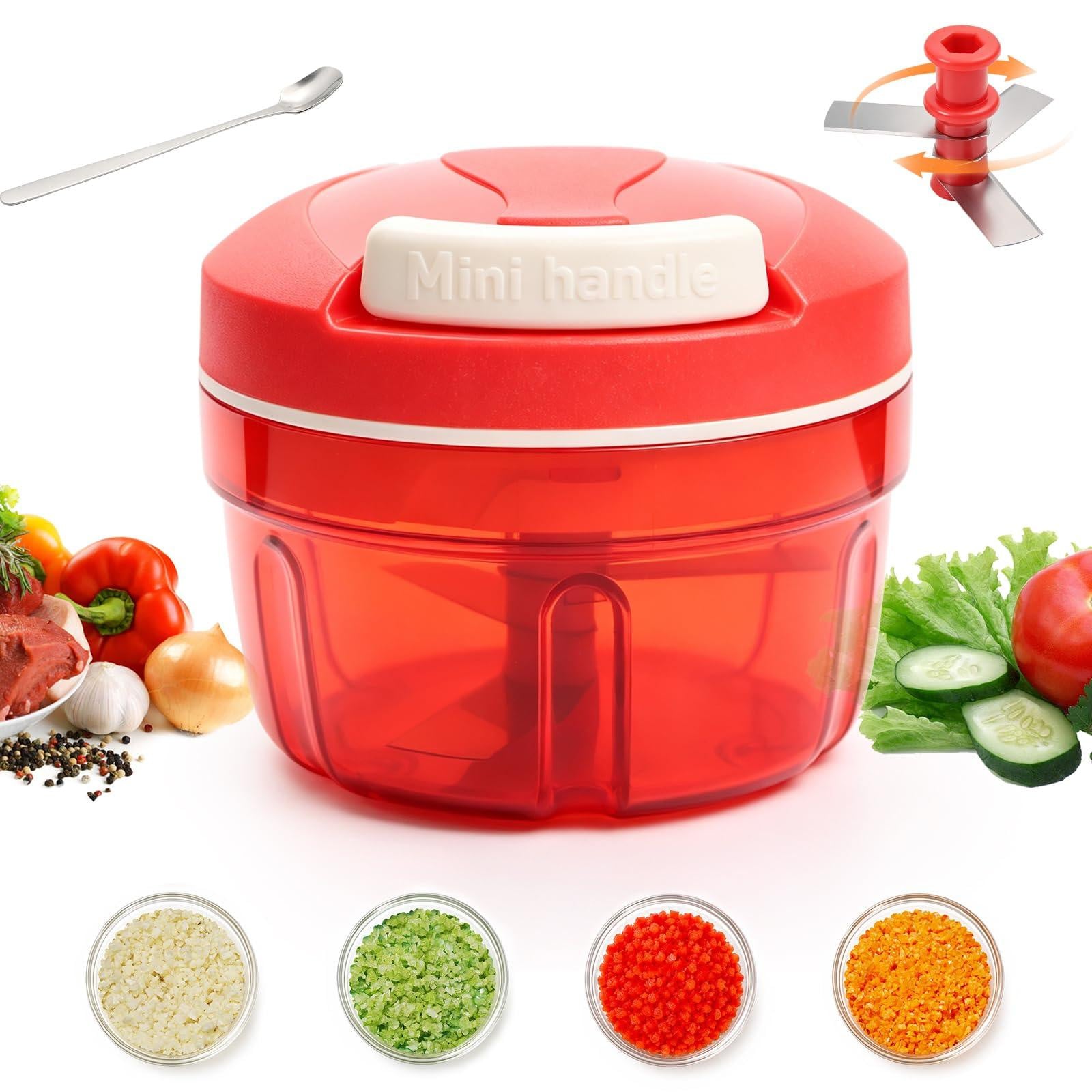 Dripio Handmatige uienhakker met trekkoord, 300 ml, rood