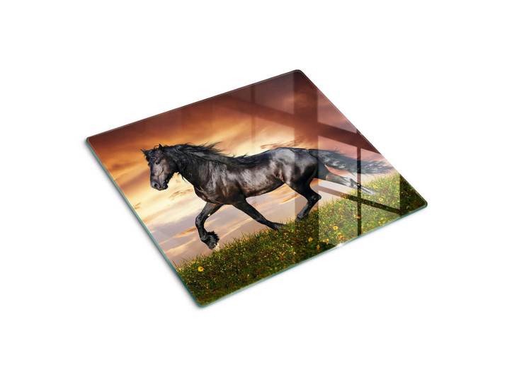 Tulup Glasplatte 60x52 cm Pferd, Dunkelbraun, Glas, 60x52 cm, Küchenzubehör, Schneidebretter