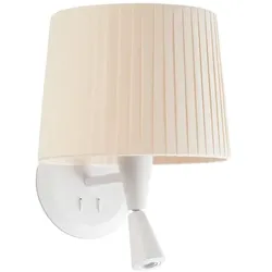 Faro Wandleuchte SAMBA E27, IP20, mit Leser, Klebeband, weiß matt, beige FAR-64308-35