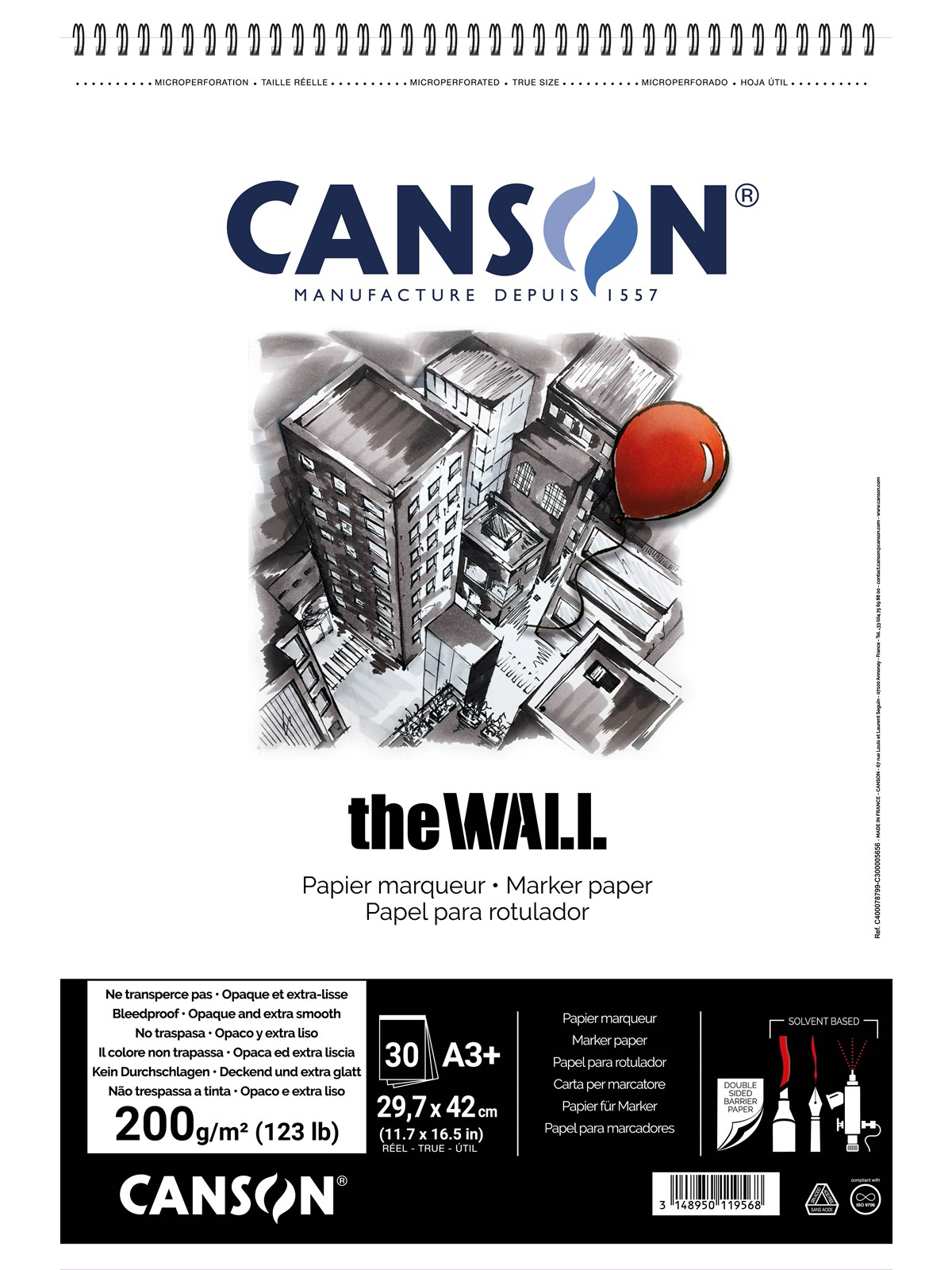 Canson The Wall A3+ 220G Spiral Pad 30 SH