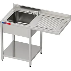 Gasfrit – Unterbau-Spülbecken mit 1 Becken und 1 Abtropffläche, Armatur mit zwei Wasseranschlüssen inklusive, 1200 x 600 x 850 mm.