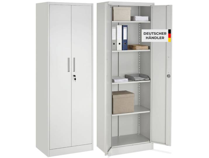 Aktenschrank Brandon, Magnetverschluss, verstellbare Böden - grau