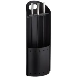 Relaxdays Kaminbesteck modern, 4 teilige Kamingarnitur, mit Schaufel, Besen, Schürhaken und Halter, Ofenbesteck, schwarz