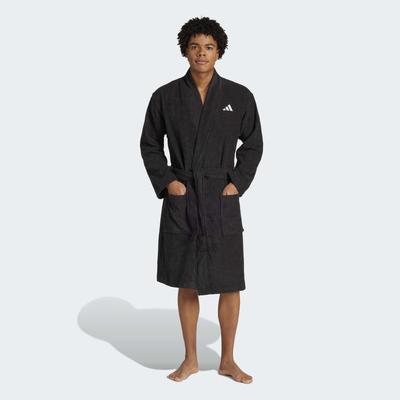 Bademantel ADIDAS PERFORMANCE "BATHROBE" Gr. M, schwarz, M, Obermaterial: 100% Baumwolle, Hausmäntel, Bademantel