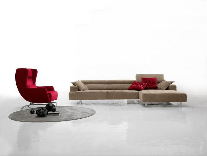 JVmoebel Ecksofa Luxus Leder Sofa in eleganter grauer Farbgebung mit Edelstahlfüßen, Made in Europa