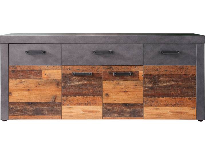 trendteam Salle de séjour Sideboard Indy Graphite Gris Matera-Old Wood NB/Old Wood NB 178 x 76 x 40 cm