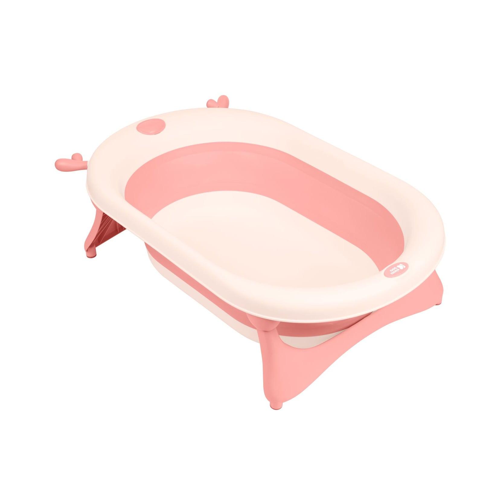 Kikkaboo faltbare Babybadewanne Foldy Wasserablauf leicht zu reinigen ab Geburt rosa