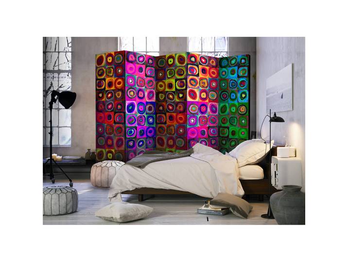 Paravent Colorful Abstract Art Fleece Multicolor 225 x 172 x 3cm 5-teilig