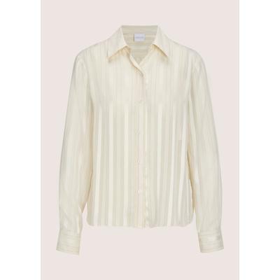 Langarmbluse MADELEINE "Hemdbluse Elegante Streifenbluse mit Glanzeffekt", Damen, Gr. 46, grau (kiesel), Obermaterial: 100% Polyester PES., Modern, gerade, Blusen, Feine Transparenz