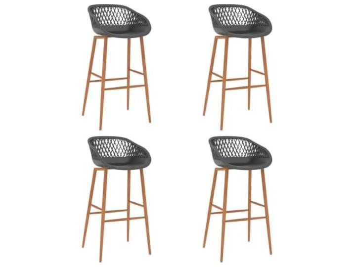 VIHHQGC Barhocker Set von 4 Stück in Grau mit Metallbeinen in Holzoptik Robustes PP, Metallbeine Holzoptik, 110 kg Belastbarkeit, einfache Montage, niedrige Rückenlehne