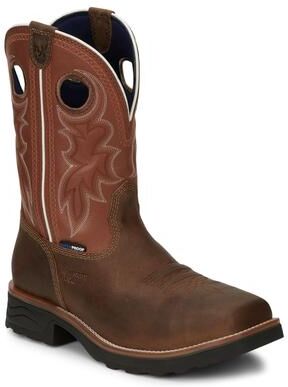 "Tony Lama Fireball 11"" WP Square Comp Toe - Mens 13 Brown Boot E2"