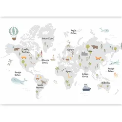 Artgeist, Tapete, Fototapete - Minimalist Map for Children's Room (150 x 105 cm)