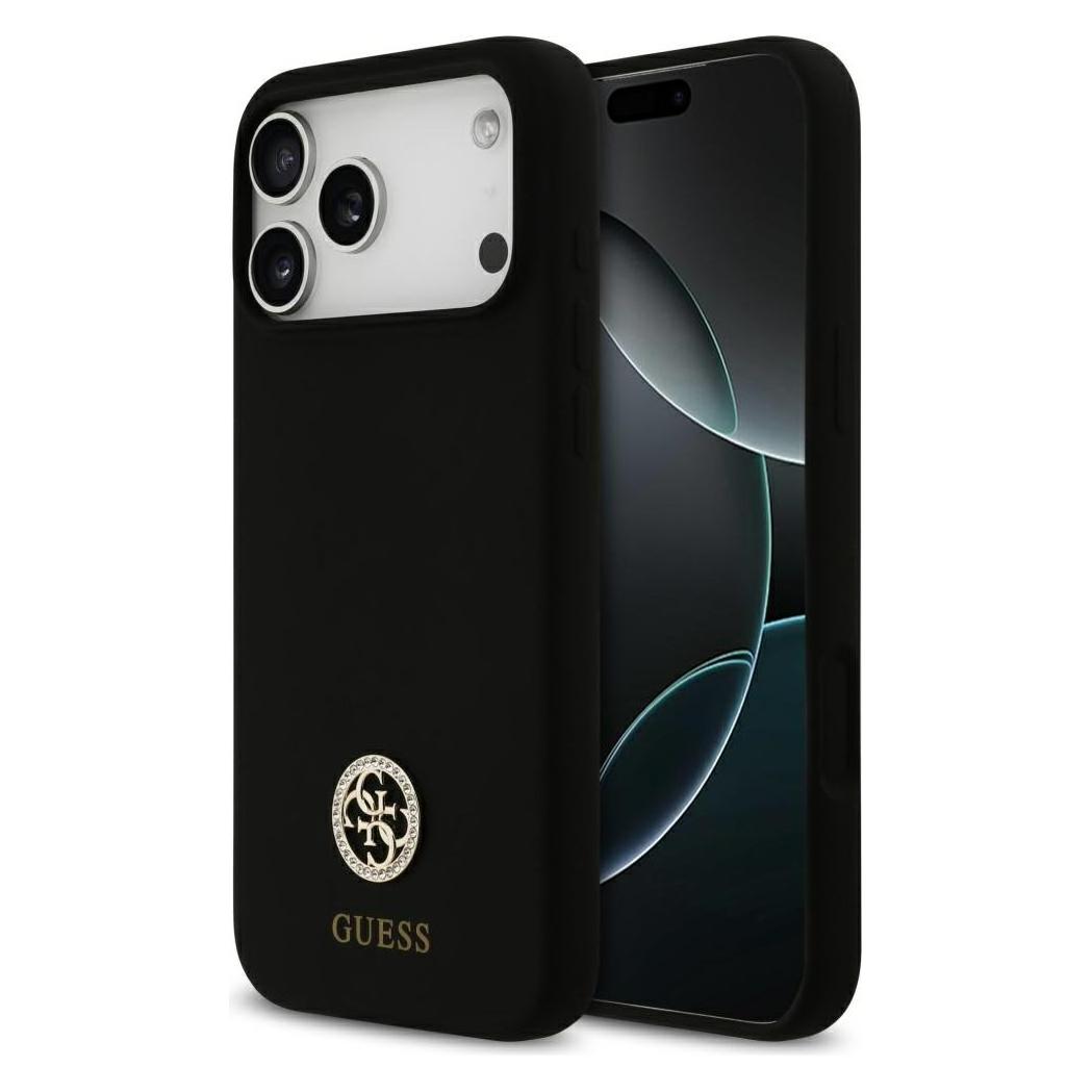 Guess - Silicone Logo Strass 4G MagSafe (GUHMP17XM4DGPK) - iPhone 17 Pro Max - Black (Apple iPhone 17 Pro Max) (GUE004924)