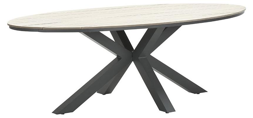Garden Impressions Edison Tisch oval 280 × 140 cm- carbon black/ light teak Vironwood