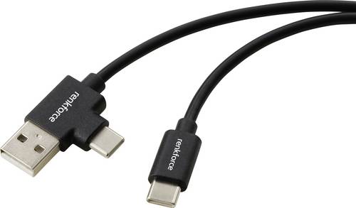 Renkforce USB-Kabel USB 2.0 USB-C Stecker, USB-A Stecker 1.00m Schwarz RF-7116120