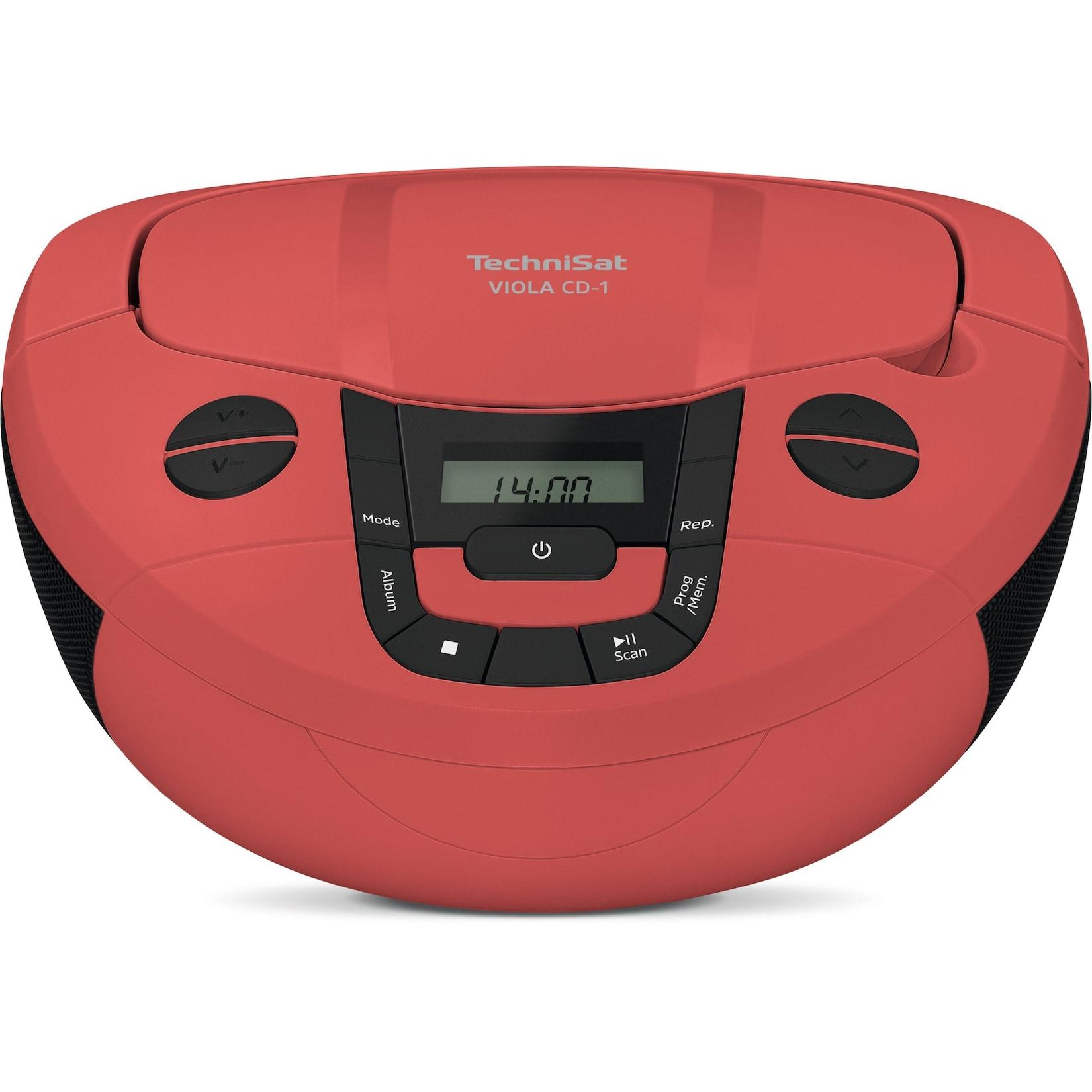 TechniSat Viola CD-1 Boombox mit Bluetooth, Batteriebetrieb & CD-Player rot