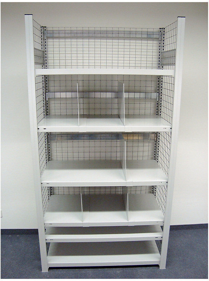 Steckregal, leichte Ausführung, komplett aufgebaut, 6 Fachböden, 5 Fachteiler, Boden-BxT 1000 x 500 mm, Höhe 2000 mm hofe