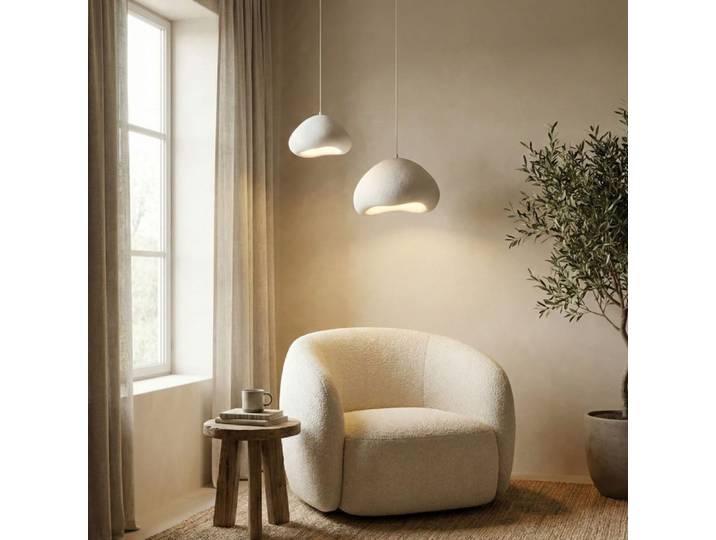Luminaire design 2 suspensions en fibre de verre blanc
