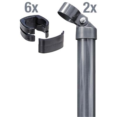Eckpfosten ALBERTS "Fix-Clip Pro", grau (anthrazit), H:153cm, Stahl, Zaunpfosten, für Maschendrahthöhe 153 cm, zum Einbetonieren