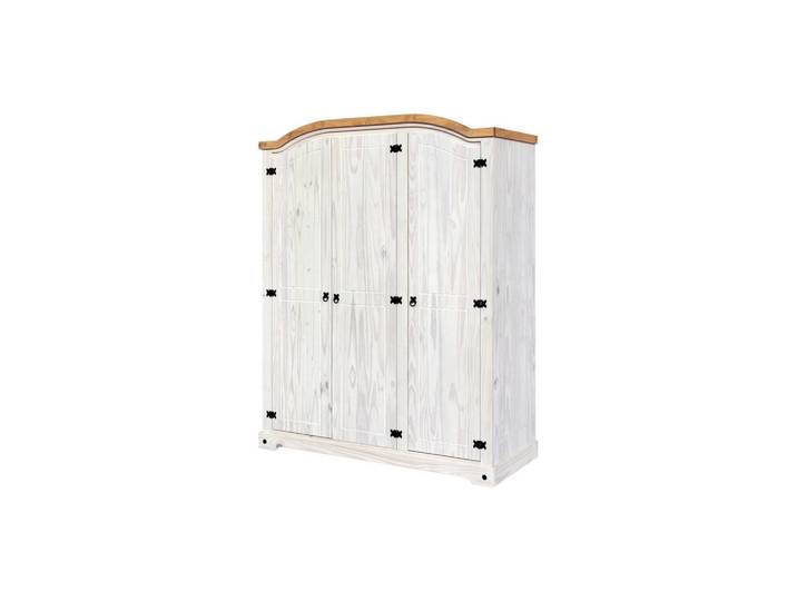 Mid.you Kleiderschrank, Weiß, Honig, Holz, Kiefer, massiv, 4 Fächer, 150x188x56 cm, Schlafzimmer, Kleiderschränke, Drehtürenschränke