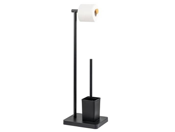 bremermann Stand-WC-Garnitur 2in1, WC-Bürste, WC-Rollenhalter (Schwarz)