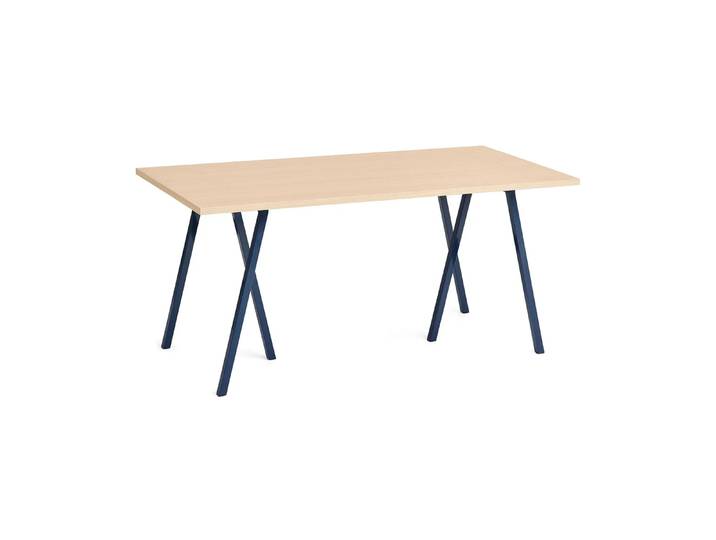 HAY Loop Stand Esstisch 77,5x160 cm Deep blue-clear lacq. oak