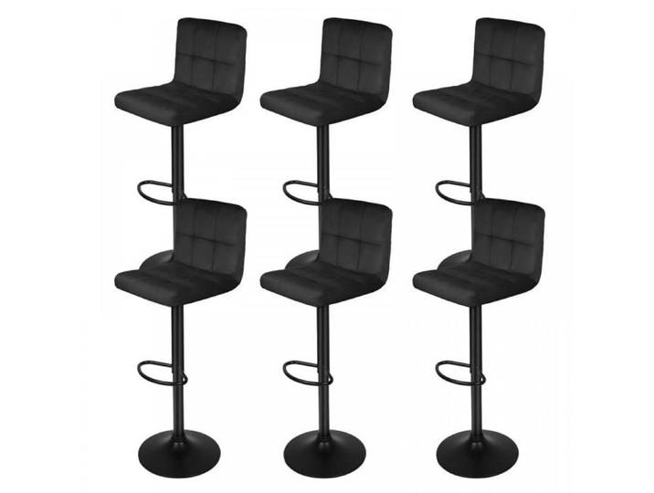 MIPAN.Tabouret de Bar - Lot de 6 Chaise De Bar en Velours - Avce Repose-Pieds - Chaise Bar Pivotante - Réglable(92 - 112cm) - Noir