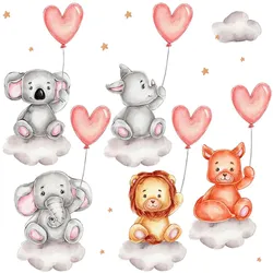 WANDAUFKLEBER 130x195cm - Tiere mit Luftballons