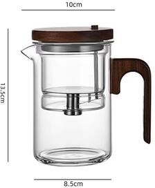 Inspired Finds Magnetic Tea Separation Glass Teapot With One Click Water Control And Wooden Handle teapot Clear 5.31x3.35x3.94in