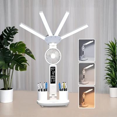 Friendly Fresh Finds Multifunction Desk Lamp With Fan And Clock Foldable USB Rechargeable LED Desk Lamp fan Charging