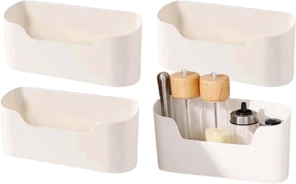 Wuzdy Set van 4 Zelfklevende Kastdeur-organizers van Plastic voor Keuken, Badkamer en Koelkast