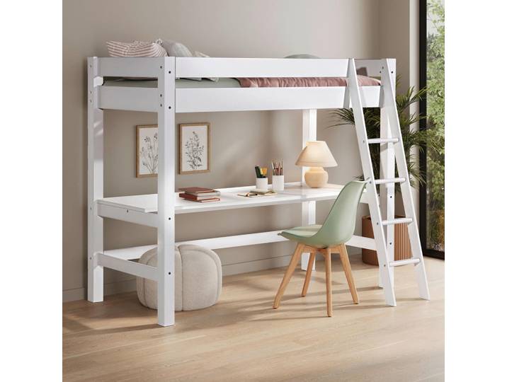 P & B Hochbett, Weiß, Holz, Kiefer, massiv, links montierbar, rechts montierbar, 90x200 cm, FSC Mix, Babymöbel & Kindermöbel, Kinderzimmer & Jugendzimmer, Kinderbetten, Hochbetten