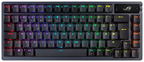 Asus ROG Azoth USB, Funk, Bluetooth Gaming-Tastatur Deutsch, QWERTZ Schwarz Beleuchtet, Abnehmbares Kabel