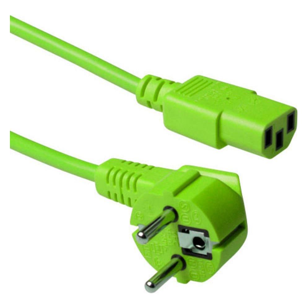 ACT Powercord mains connector CEE 7/7 male (angled) - C13 green 5 m (5 m) (AK5405)