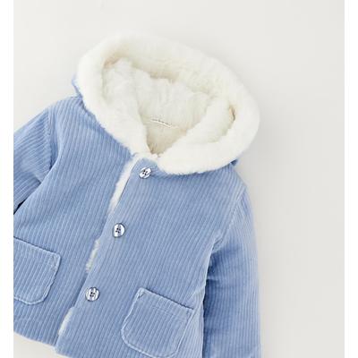 Trenchcoat MINIBANDA "BABY GIRL JACKET", Mädchen, Gr. 80, blau (mid blau), 68% Baumwolle, 29% Polyester, 3% Elastan, Mäntel