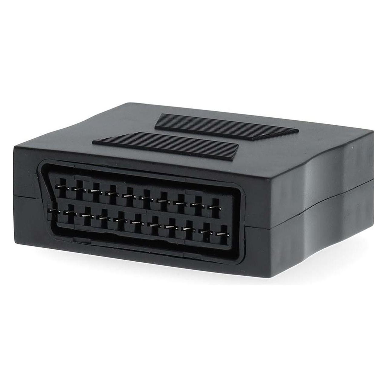 Nedis SCART-Adapter | SCART Buchse | SCART Buchse | Vernickelt | Gerade | ABS | Schwarz | 1 Stück | (Winkeladapter) (CVGB31950BK)