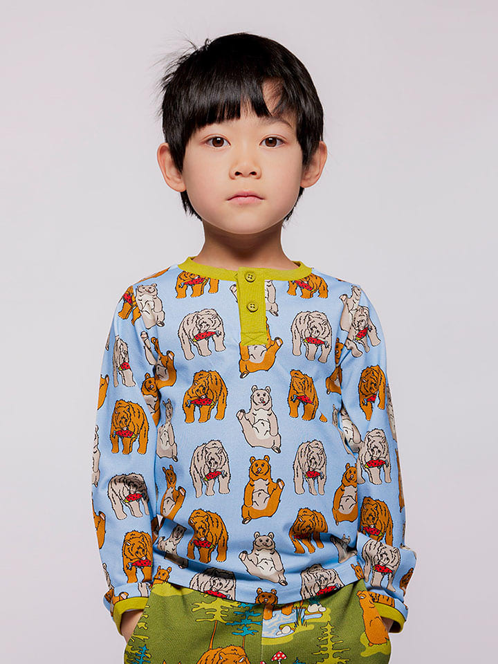 Småfolk Longsleeve "Bären" in Hellblau - 110/116