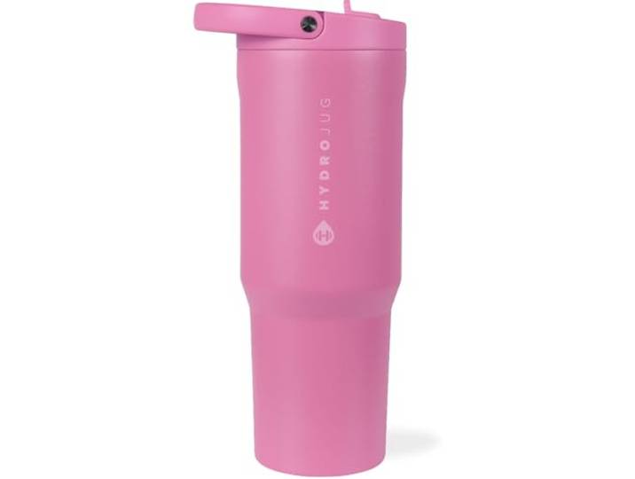 HydroJug Sport - Edelstahl-Trinkbecher mit Strohhalm, vakuumisoliert, 1,18 l auslaufsichere Wasserflasche, ergonomisches Design, wiederverwendbar, spülmaschinenfest, Gummifuß, langlebig für