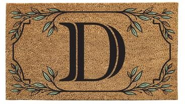 Evergreen "28 in. x 16 in. Monogram Coir Mat, Letter ""D"""
