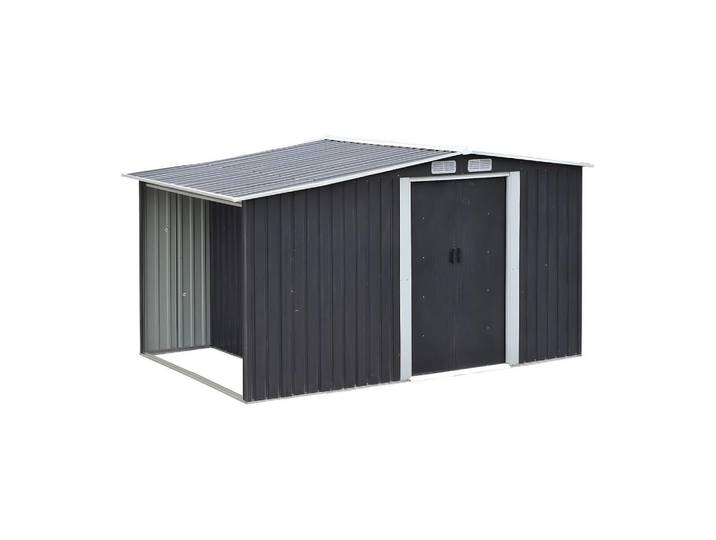 Vente-Unique Schrebergartenhaus - 313 cm x 195 cm - metall - anthrazitgrau Lery, Anthrazit, Metall, 313x154x195 cm, Gartenzubehör, Gartenhäuser & Gewächshäuser