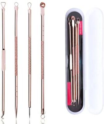 Useful Little Things Stainless Steel Pimple Extractor And Whitehead Comedone Removal Kit 4pcs Rose Gold A