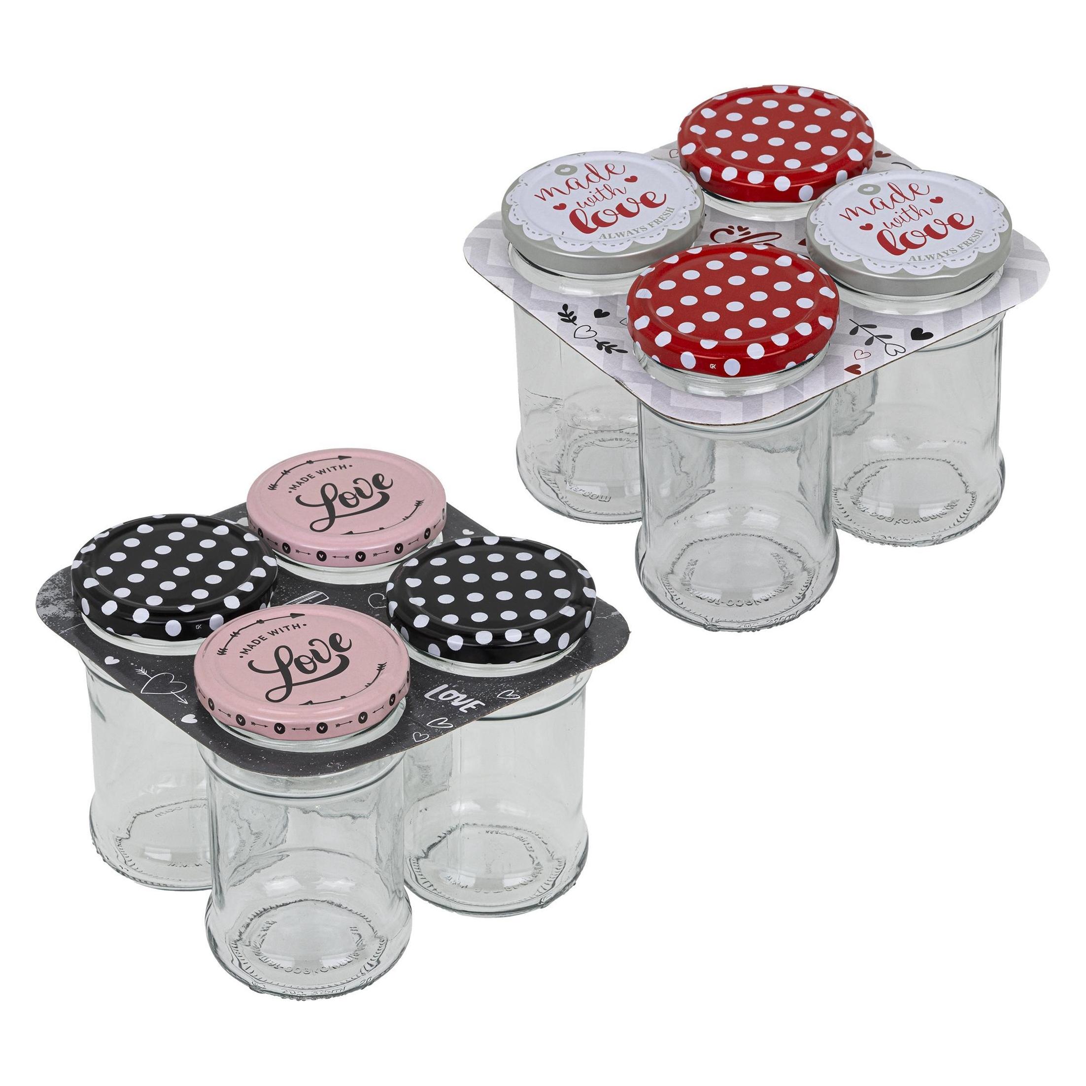 Childhome Einmachgl.315ml mD love/P.4er (4 Stk., 0.32 l) (16628)