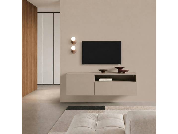 Meuble Tv Taupe Moderne À Poser Ou Suspendre Lora