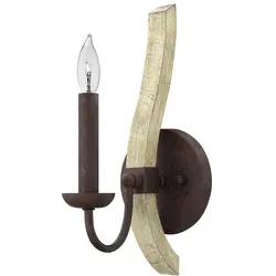 Wandlampe Leuchte Massiv Holz Stahl H 41,9 cm Flurleuchte 1 Flammig