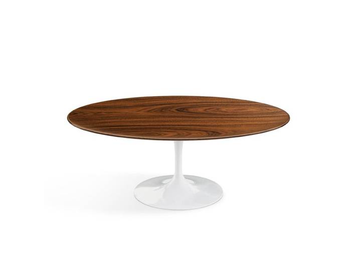 KNOLL table basse ovale TULIP collection Eero Saarinen 107x70 cm (Base blanche / plateau Santos Palissandro - Bois et aluminium)