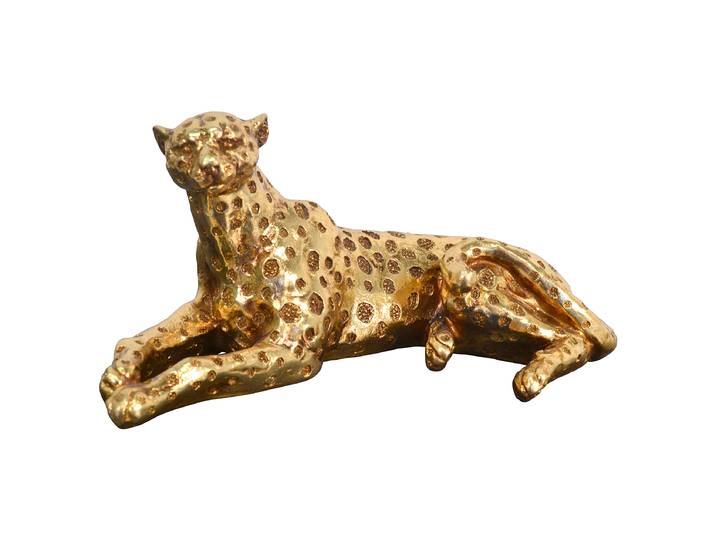 Skulptur Gepard Typ B 25 x 10 x 11cm Gold/Gold