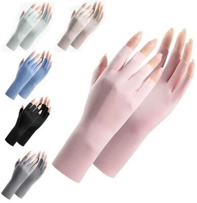 Uplifted Goods UV Protection Gloves For Nail Art Gel Lamp Use And Hand Protection beige